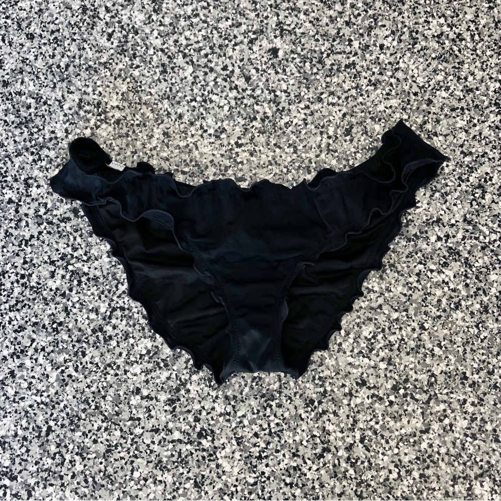 Victoria’s Secret ✦ Black Ruffle Trim Bikini Bottom (S)